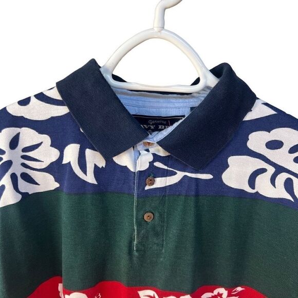 Vintage Navy blue 100 cotton short sleeve polo Hawaiian  shirt - Picture 9 of 13
